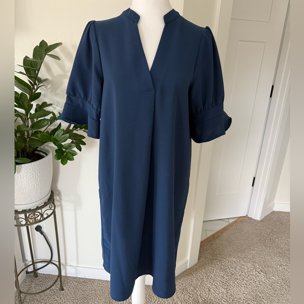 Chic Navy Blue Midi Dress